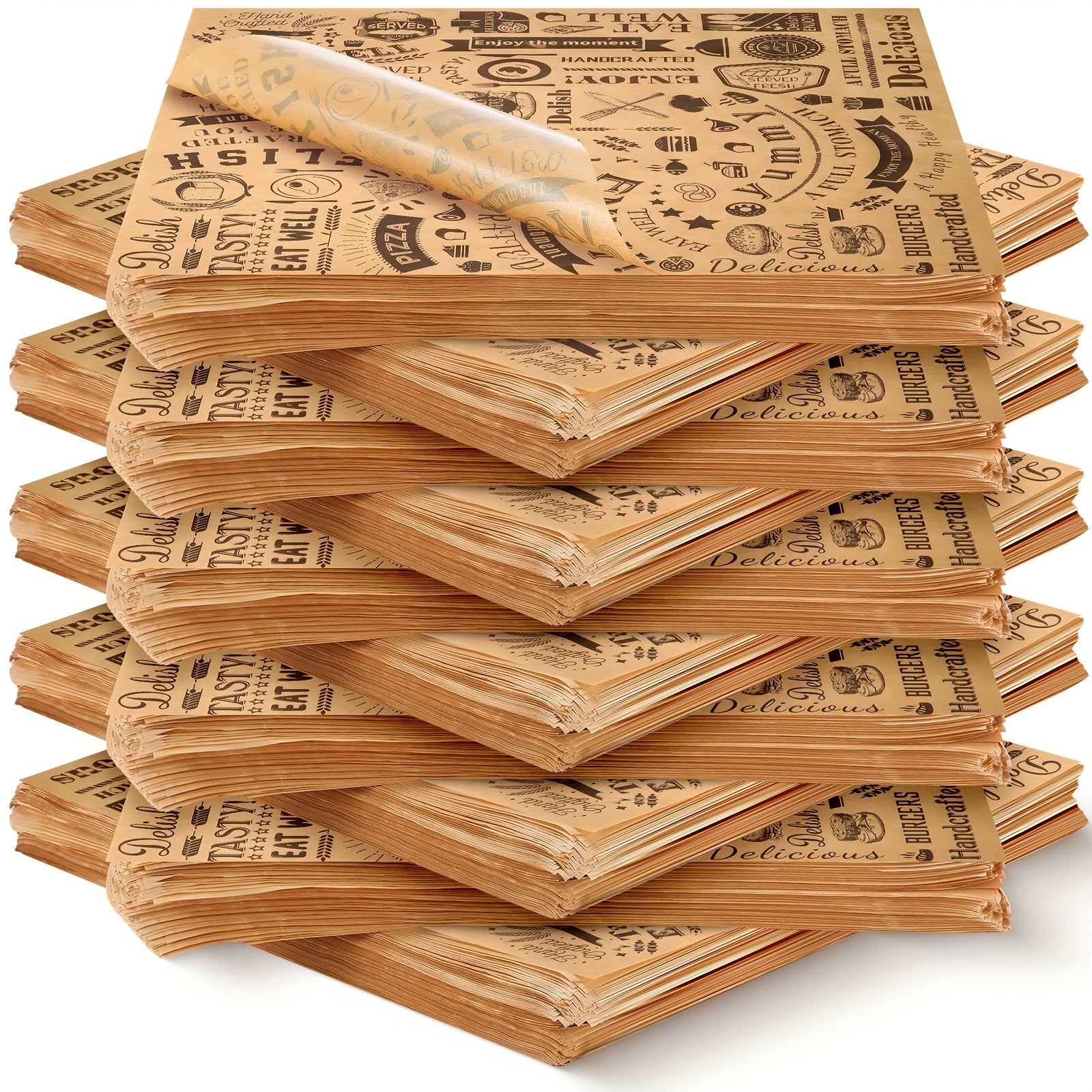1000pcs 12x12 Inch Brown Deli Wax Paper Sheets - Grease & Water Resistant, Perfect for Sandwiches, Hot Dogs, and Baking