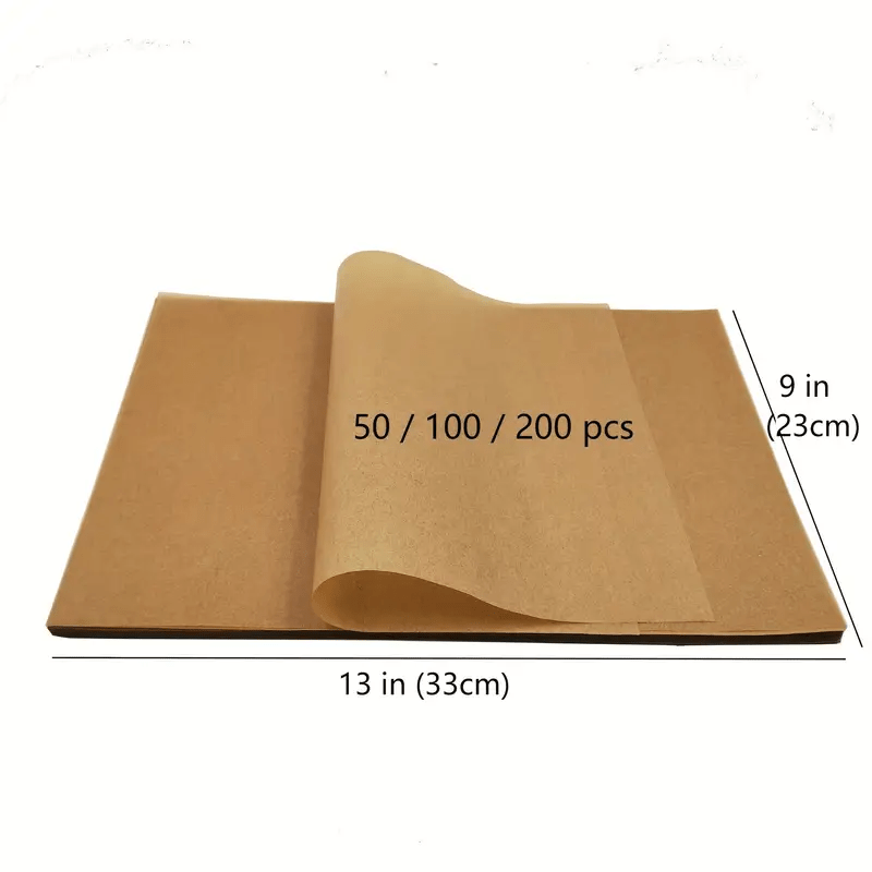 Paper-100pcs Parchment Paper Baking Sheets 9x13 Inches, Precut Non-Stick Parchment Paper For Baking, Cooking, Fit For Most Sheet Pans, Grilling, Frying And Steaming - Unbleached