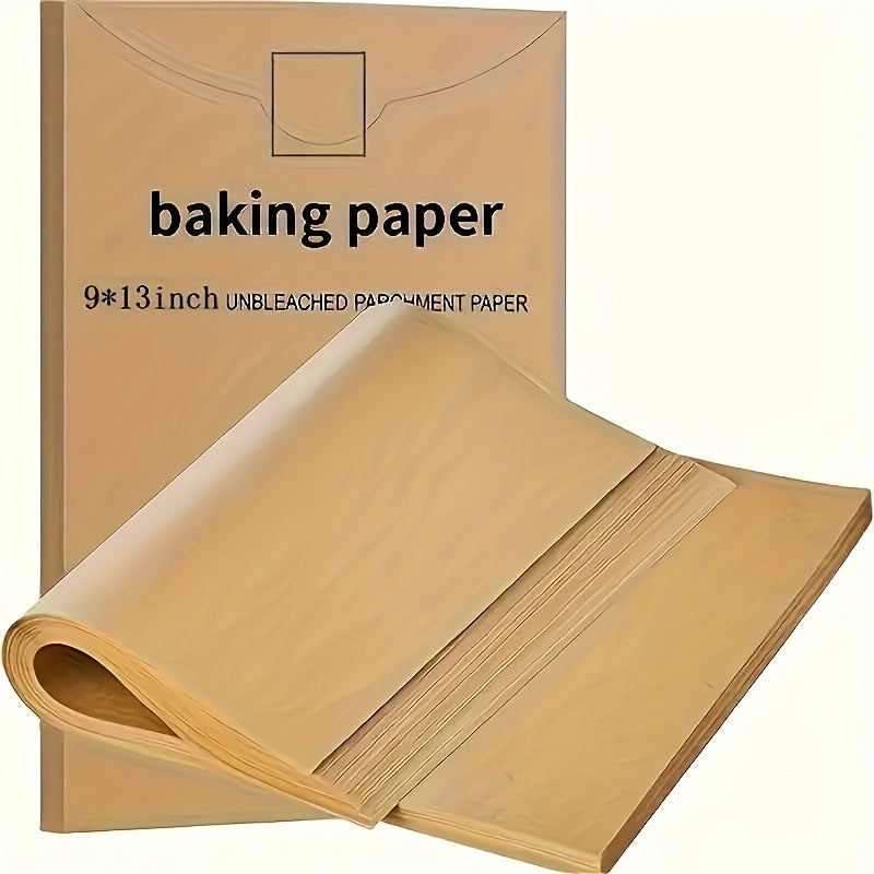 1 Set Of 100pcs Pre-cut Baking Paper - 9x13-inch Unbleached And Non-stick, Half The Size Of A Baking Tray - Suitable for Baking, Cooking, Grilling, Air Fryers, Steam, Deep Frying - Ideal for Home Baking Enthusiasts And Kitchen Lovers