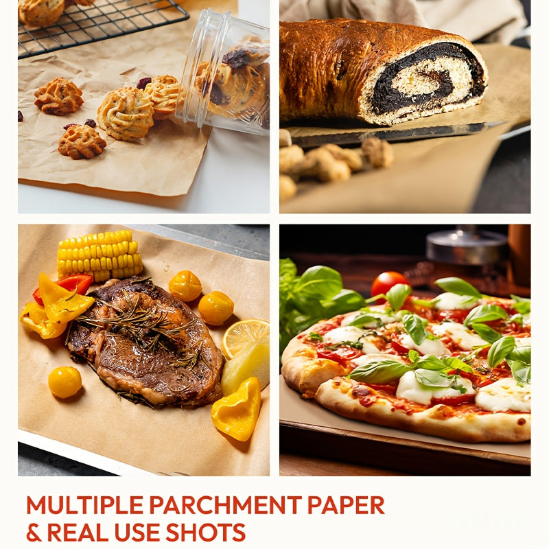 200/220/300/400pcs Bakyum Heavy Duty Parchment Paper Sheets 12x16 Inches 45gsm - Non-Stick, Oil Proof & Double Silicone Coated Precut Baking Paper for Cooking, Grilling, Air Fryer, Steaming, Frying | Unbleached,, Safe for Oven, Induction, Christmas,
