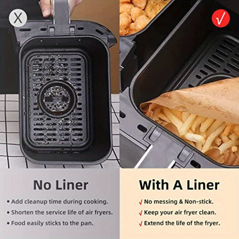 100pcs Ninja Dual Air Fryer Disposable Paper Liners - Non-Stick, Oil-Proof & Waterproof Parchment Paper Liners for Baking, Microwave & Oven Use, 8.6" x 5.5", Perfect for Healthy Fried Foods, Air Fryer Accessories