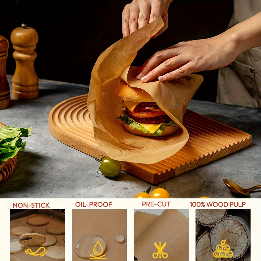 500 Sheets LDQ Heavy Duty 12x16 Inch Parchment Paper - Unbleached Non-Stick Baking Sheets for Air Fryer, Grilling, Steaming, Baking Bread, Cakes & Wrapping Foods - Food-Grade, Durable & Easy Cleanup, Grilling Essentials, Simple Design, Foodsafe Material,