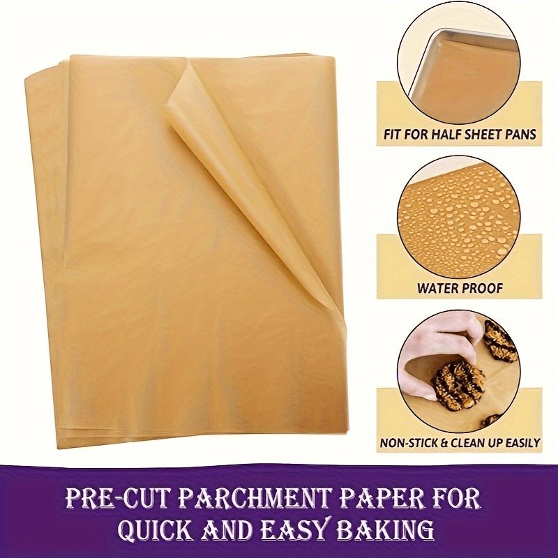 Paper-100pcs Parchment Paper Baking Sheets 9x13 Inches, Precut Non-Stick Parchment Paper For Baking, Cooking, Fit For Most Sheet Pans, Grilling, Frying And Steaming - Unbleached