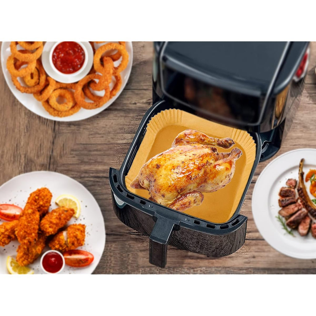 100pcs 7.9 Inch Square Air Fryer Disposable Paper Liners - Non-Stick, Grease-Resistant Parchment Paper for Instant Vortex, Cosori & More - Perfect for Fries, Chicken, Shrimp & More - Kitchen Essentials, Air Fryer Accessories, Nonstick Liner, Square Liner,