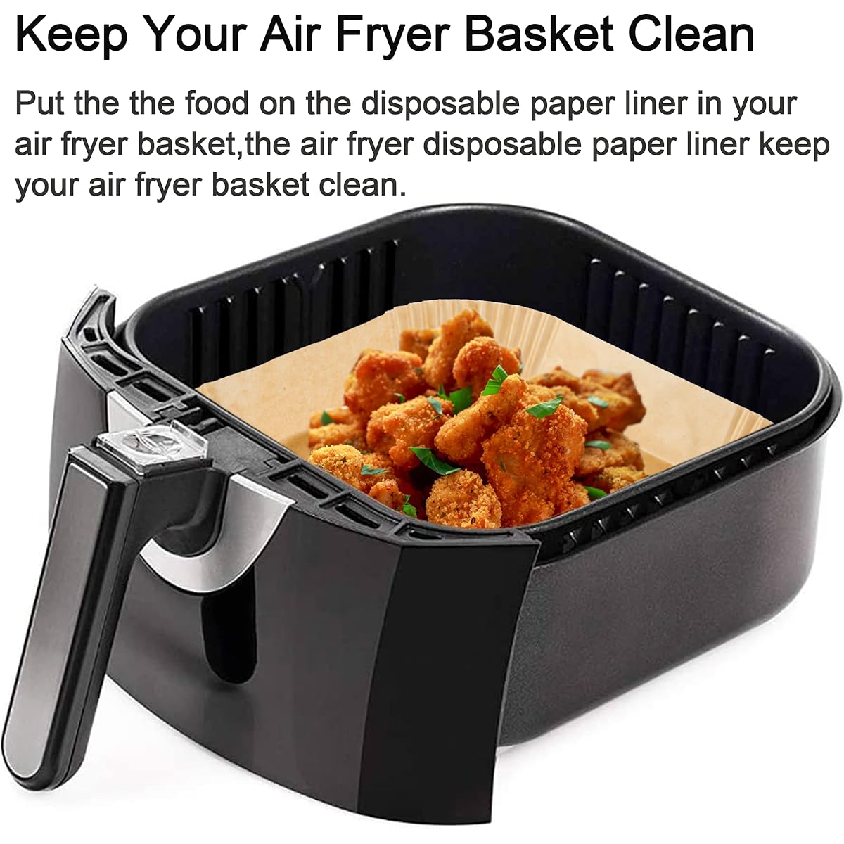 100pcs 7.9 Inch Square Air Fryer Disposable Paper Liners - Non-Stick, Grease-Resistant Parchment Paper for Instant Vortex, Cosori & More - Perfect for Fries, Chicken, Shrimp & More - Kitchen Essentials, Air Fryer Accessories, Nonstick Liner, Square Liner,