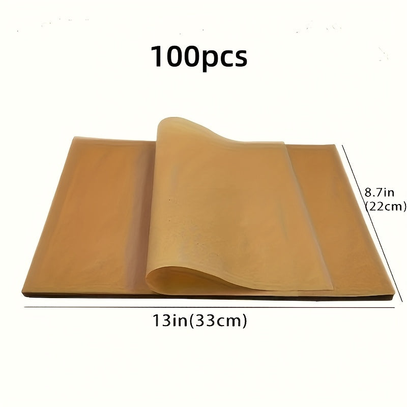 1 Set Of 100pcs Pre-cut Baking Paper - 9x13-inch Unbleached And Non-stick, Half The Size Of A Baking Tray - Suitable for Baking, Cooking, Grilling, Air Fryers, Steam, Deep Frying - Ideal for Home Baking Enthusiasts And Kitchen Lovers