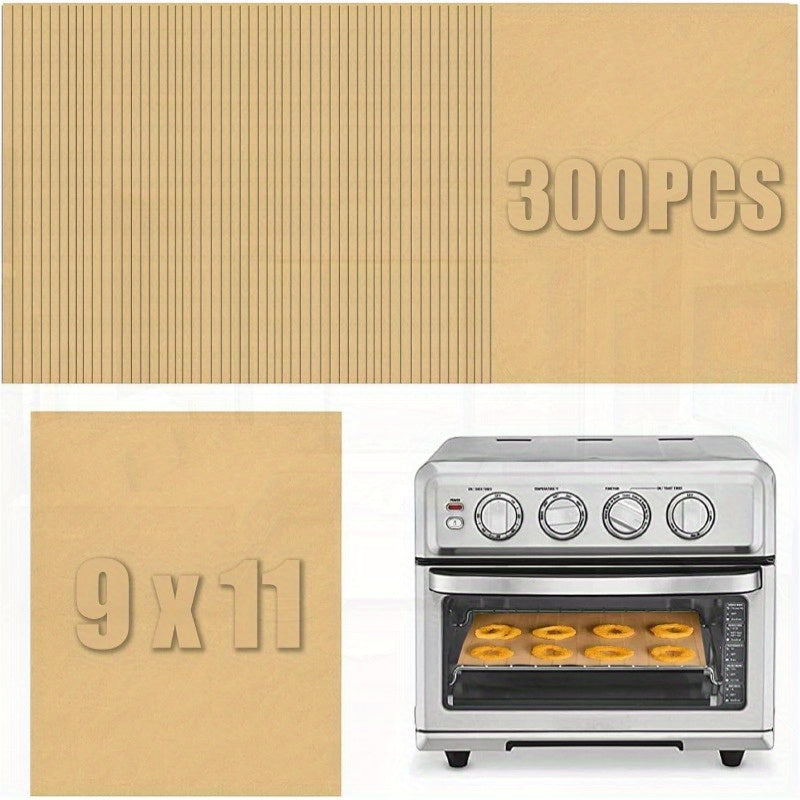 300pcs 9x11 Inch Parchment Paper Sheets - Disposable Air Fryer & Toaster Oven Liners, Non-Stick Rectangular Baking Sheets for Cuisinart, Emeril Lagasse, Ninja Foodi, Breville, Instant Pot - Easy Cleanup, Even Heat Distribution, Kitchen Essentials, Baking