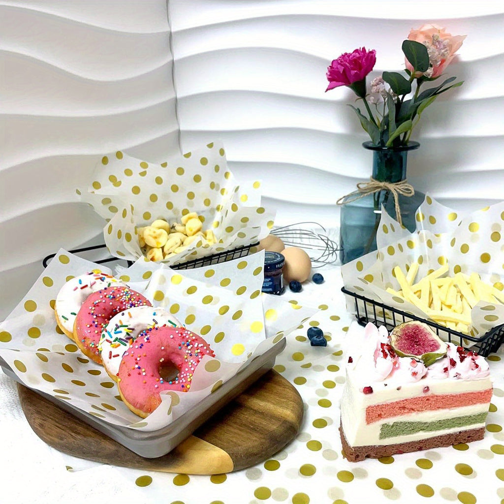 Golden Dot Wax Paper Sheets Deli Wraps Tray& Basket Liner Deli Paper Wax Paper Baking Paper Colored Parchment Paper Greaseproof for Food ( 150), Baking Essentials, Tray Liner, Decorative Paper, Elegant Food Wrap, Durable Parchment, Foodsafe Paper,