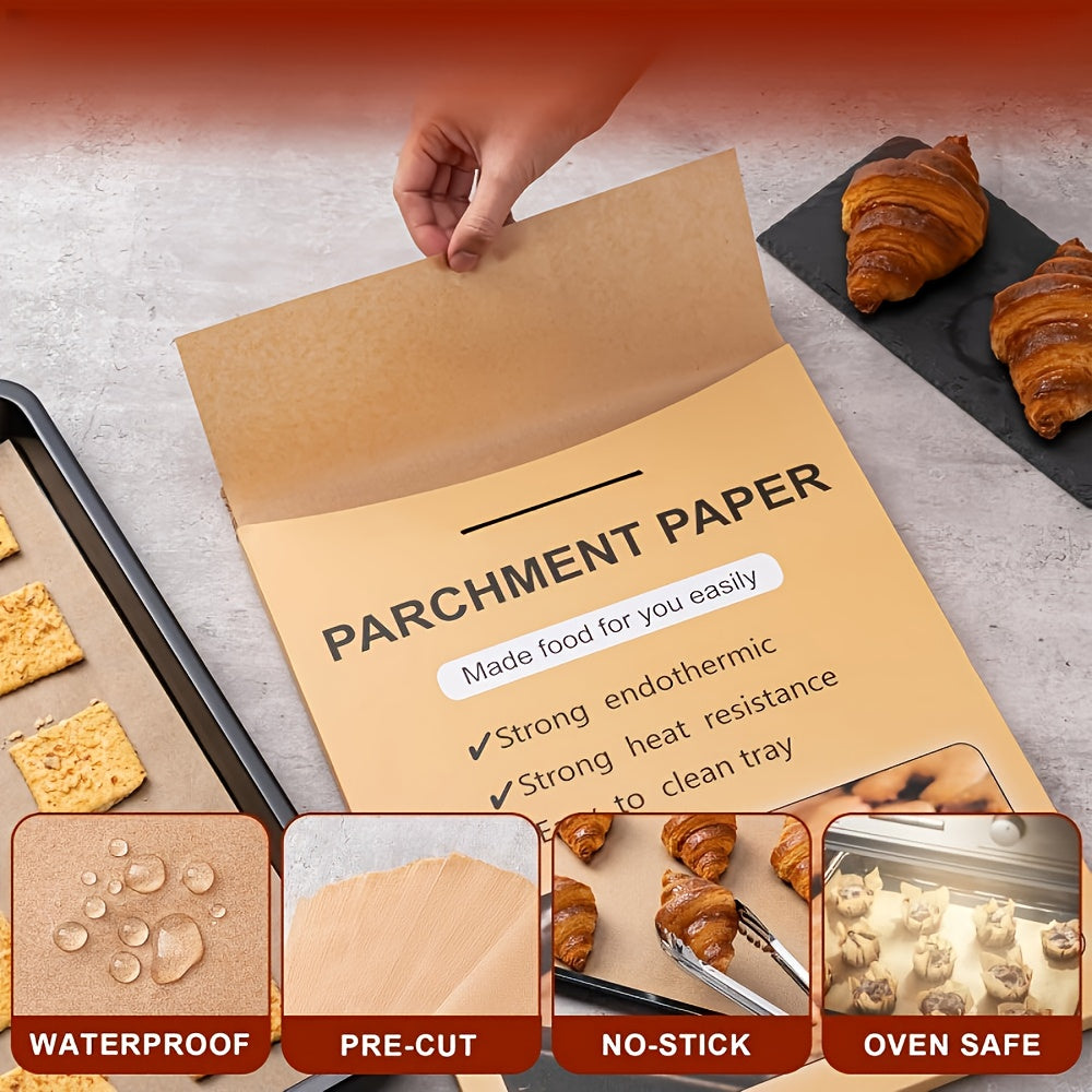 Unbleached Parchment Paper Sheets - Non-Stick, Non-Toxic, Pre-Cut Baking Sheets for Oven, Air Fryer, Grill, Steam - Heavy Duty, Fits Half Sheet Pans, Cookie, Pizza, Pastries - Kitchen & Restaurant Use - Easy Cleanup & Even Cooking, Oven Liner, Smooth